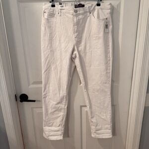 NEW Gloria Vanderbilt Womens Cuffed Boyfriend Jeans size 14 White Nautical 38x28